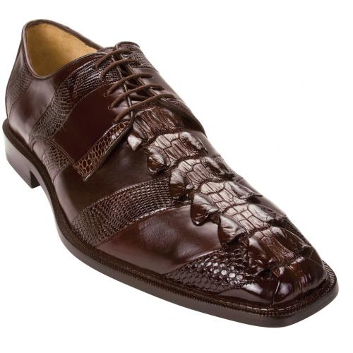 Belvedere "Fabrizio" Brown Genuine Nile Crocodile Tail/Lizard/Calf Shoes
